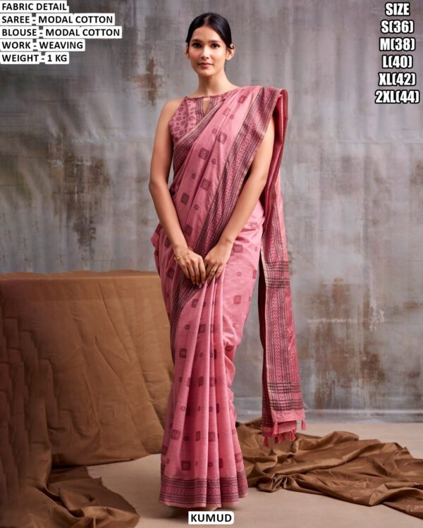 Modal Cotton Weaving Saree With Blouse