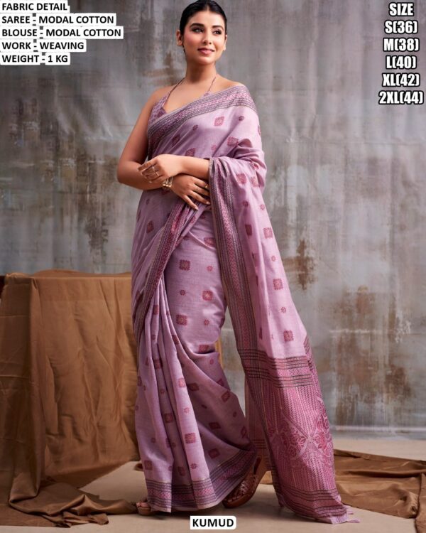 Modal Cotton Weaving Saree With Blouse