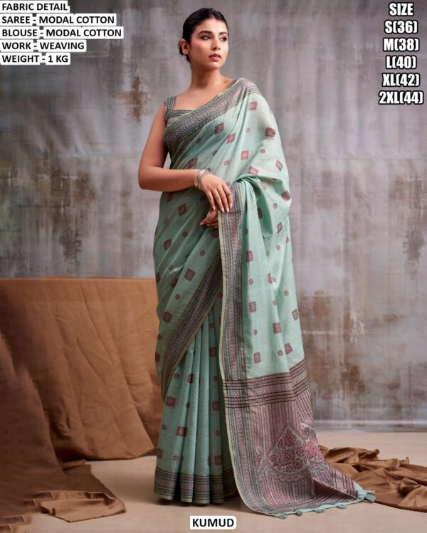 Modal Cotton Weaving Saree With Blouse