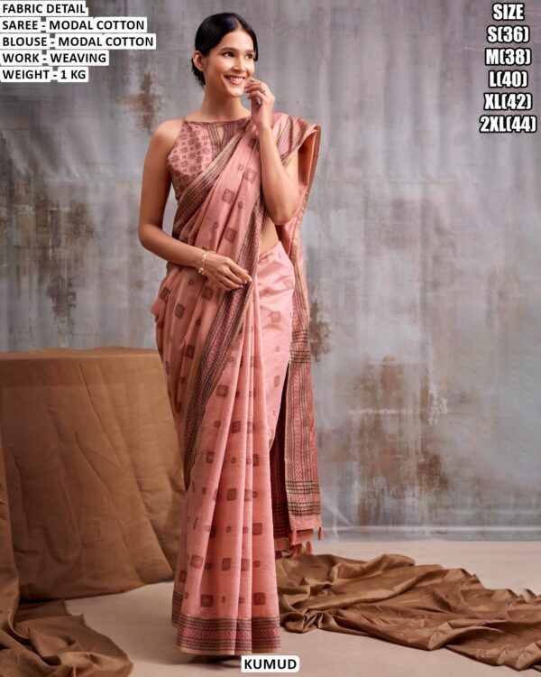 Modal Cotton Weaving Saree With Blouse