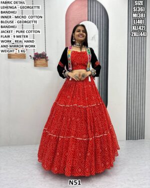 Georgette Bandhej Lehenga Choli With Jacket
