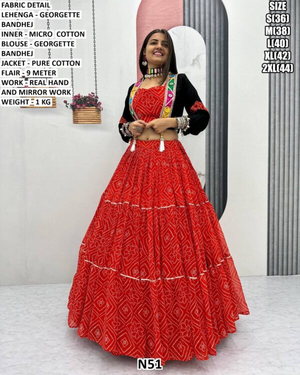 Georgette Bandhej Lehenga Choli With Jacket