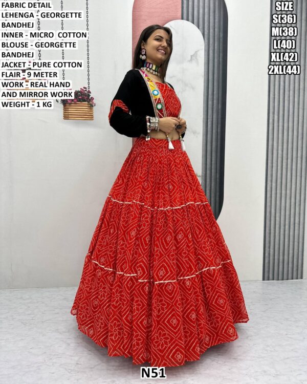 Georgette Bandhej Lehenga Choli With Jacket
