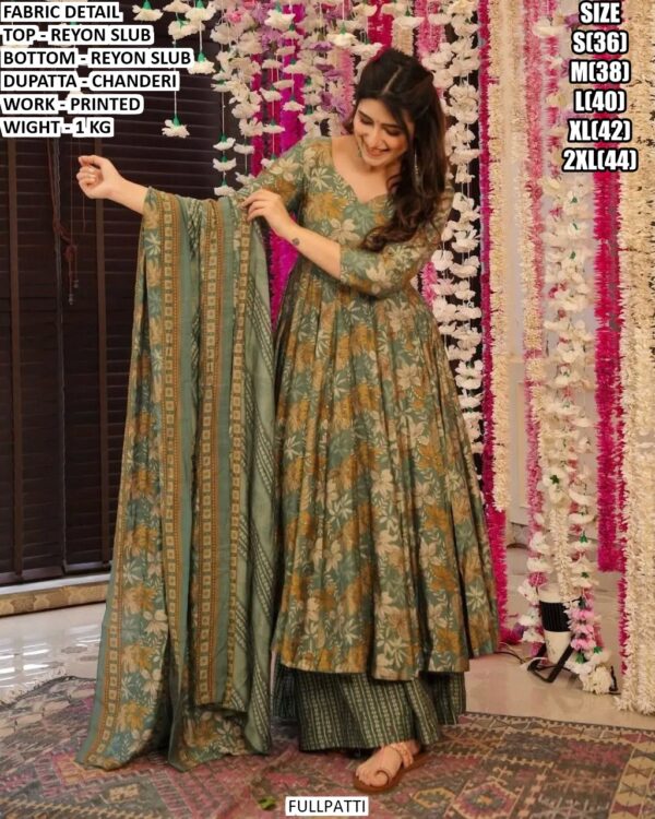 Designer Rayon Slub Top Bottom Dupatta Set