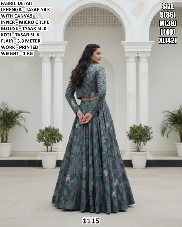 Elegant Tasar Silk Koti Style Lehenga