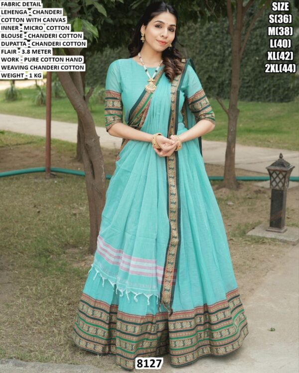 Designer Pure Cotton Hand Weaving Lehenga