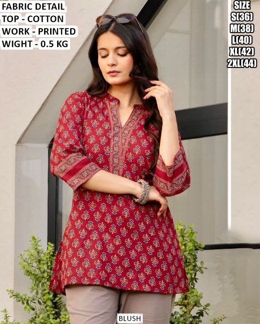 Comfortable Cotton Printed Office Wear Top
