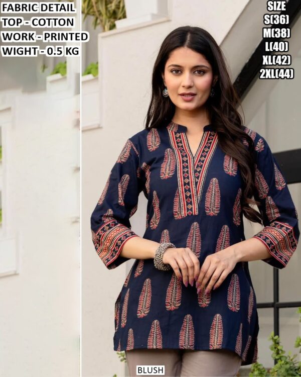 Comfortable Cotton Printed Office Wear Top