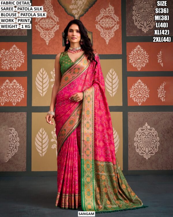 Elegant Printed Patola Silk Saree For Women