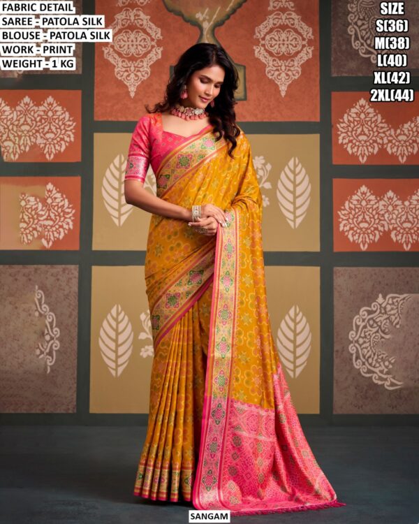 Elegant Printed Patola Silk Saree For Women