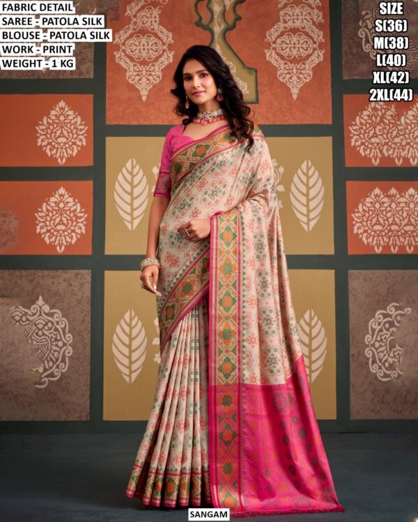 Elegant Printed Patola Silk Saree For Women