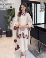 Roman Glass Embroidery Suit Set With Dupatta