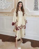 Roman Glass Embroidery Suit Set With Dupatta