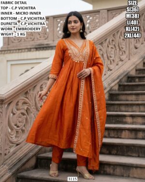 Premium C.P Vichitra Top Bottom Set