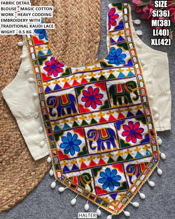 Traditional Kaudi Lace Embroidery Blouse