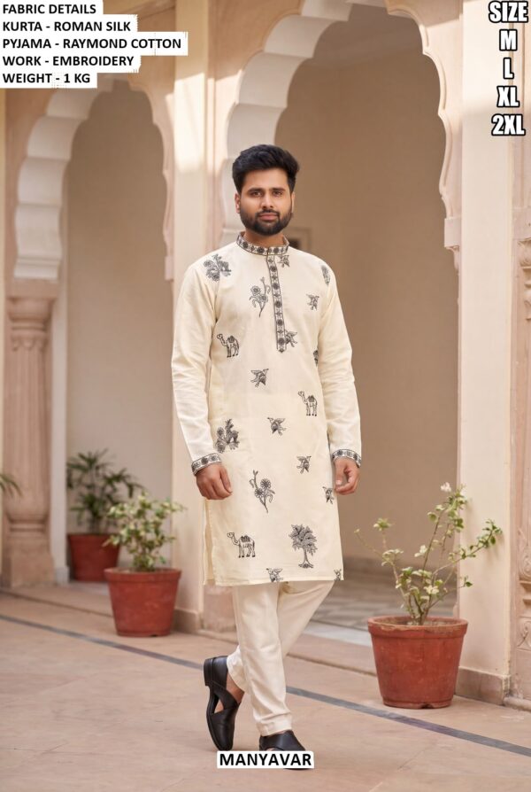 Designer Embroidery Work Kurta Pajama