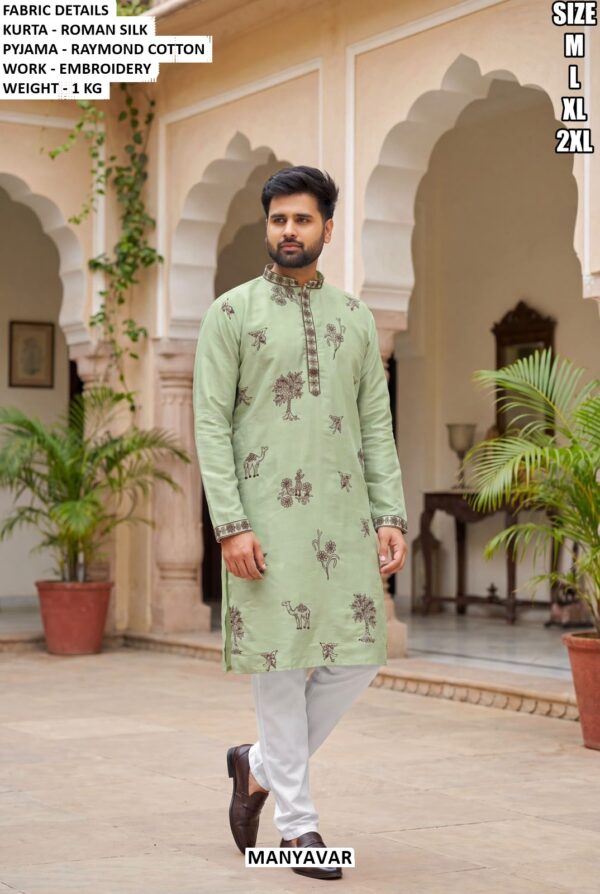 Designer Embroidery Work Kurta Pajama