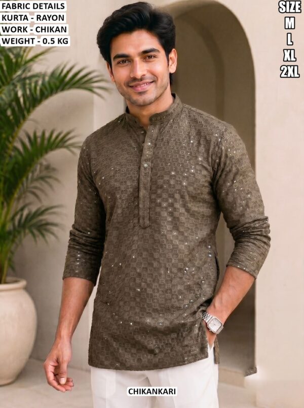 Casual Wear Chikan Work Men Kurta