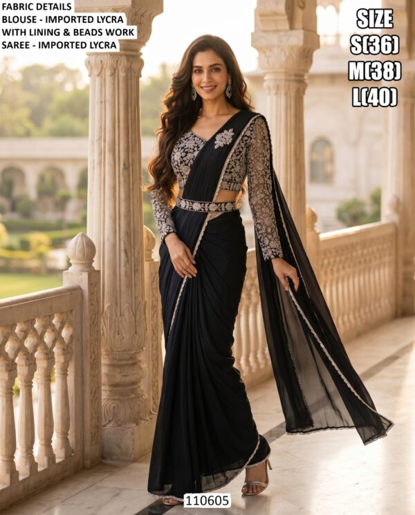 Imported Lycra Beads Work Saree