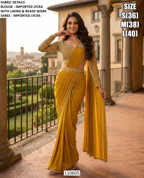 Imported Lycra Beads Work Saree