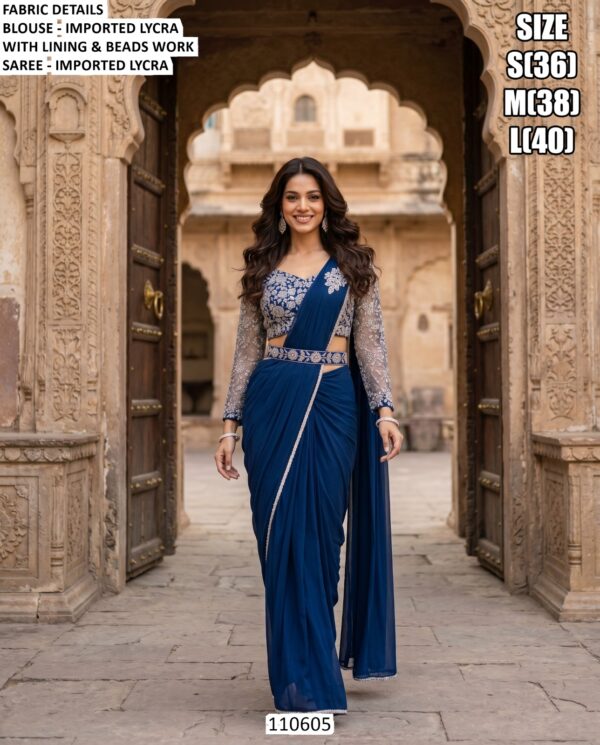 Imported Lycra Beads Work Saree