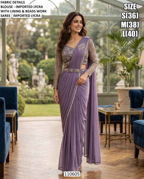 Imported Lycra Beads Work Saree