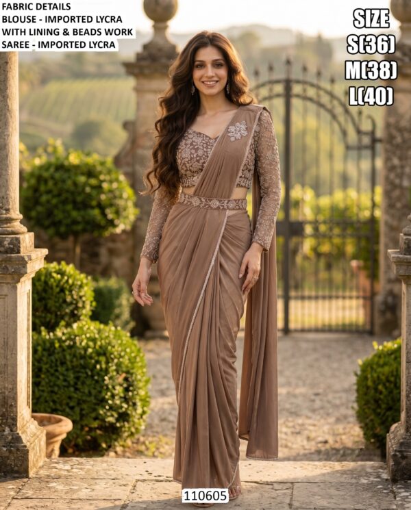 Imported Lycra Beads Work Saree