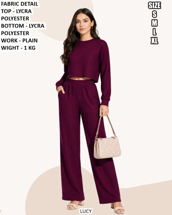 Smart Look Plain Top Bottom Set For Women