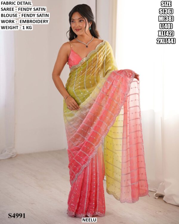 Premium Fendy Satin Saree For Women