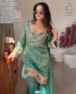 Designer Fendy Silk Suit Set With Real Mirror Work