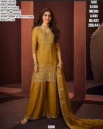 Chinon Embroidered Top Bottom Dupatta Set