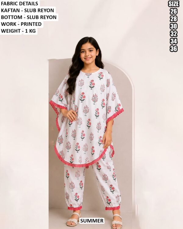 Slub Reyon Printed Kaftan Bottom Set