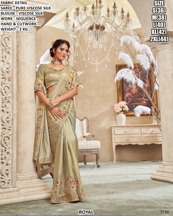 Pure Viscose Silk Sequence Work Saree