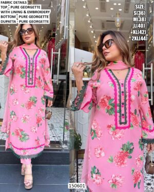 Pure Georgette Embroidery Suit Set