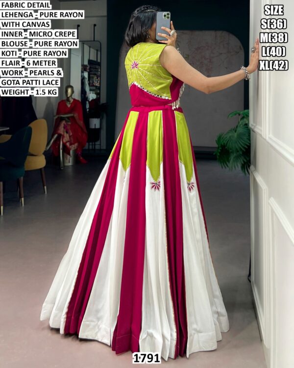 Pure Rayon Pearls Work Lehenga Set