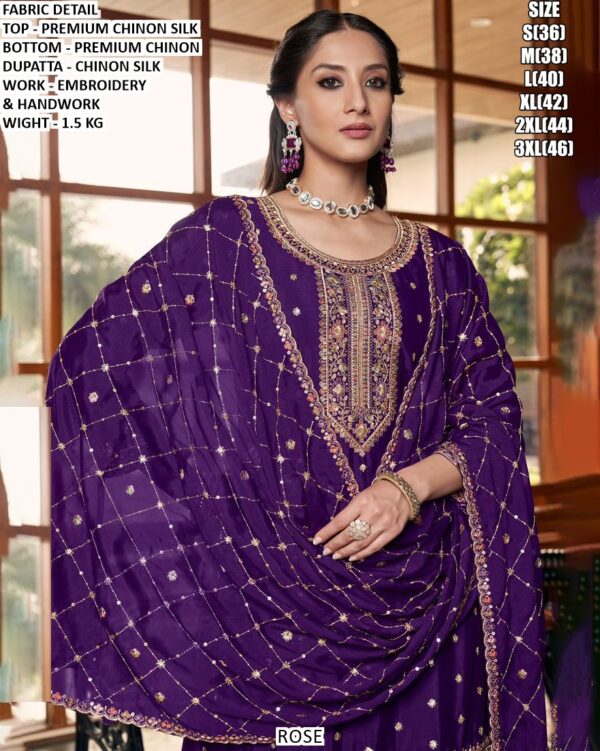 Handwork Embroidered Chinon Silk Ethnic Set
