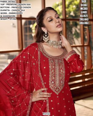 Handwork Embroidered Chinon Silk Ethnic Set