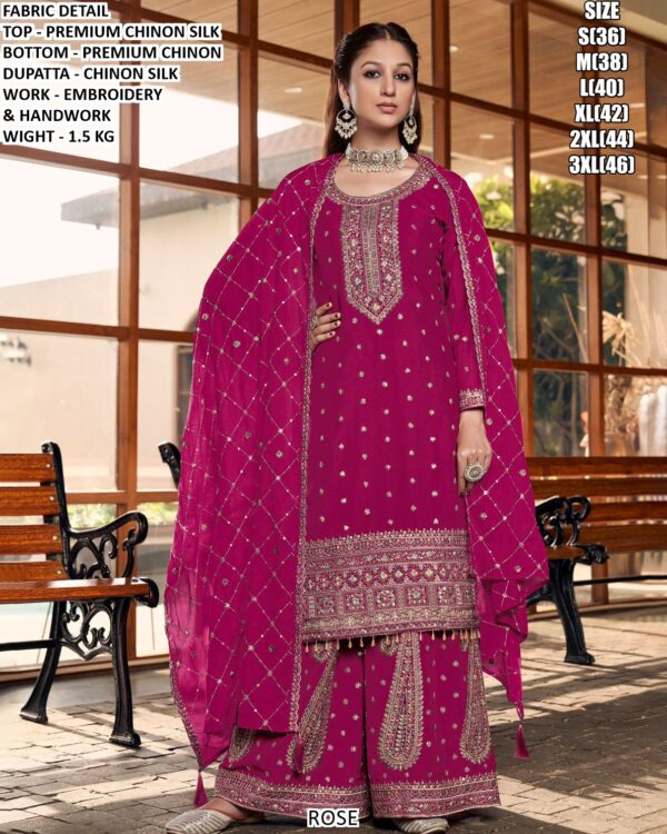 Handwork Embroidered Chinon Silk Ethnic Set