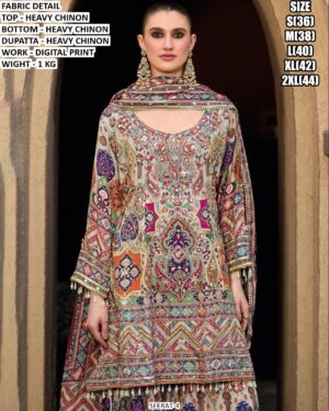 Heavy Chinon Digital Print Suit Set With Dupatta