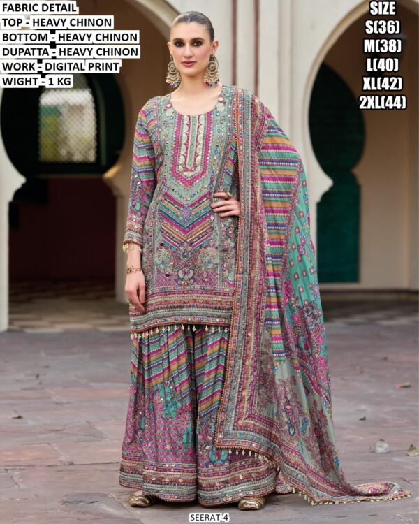 Heavy Chinon Digital Print Suit Set With Dupatta