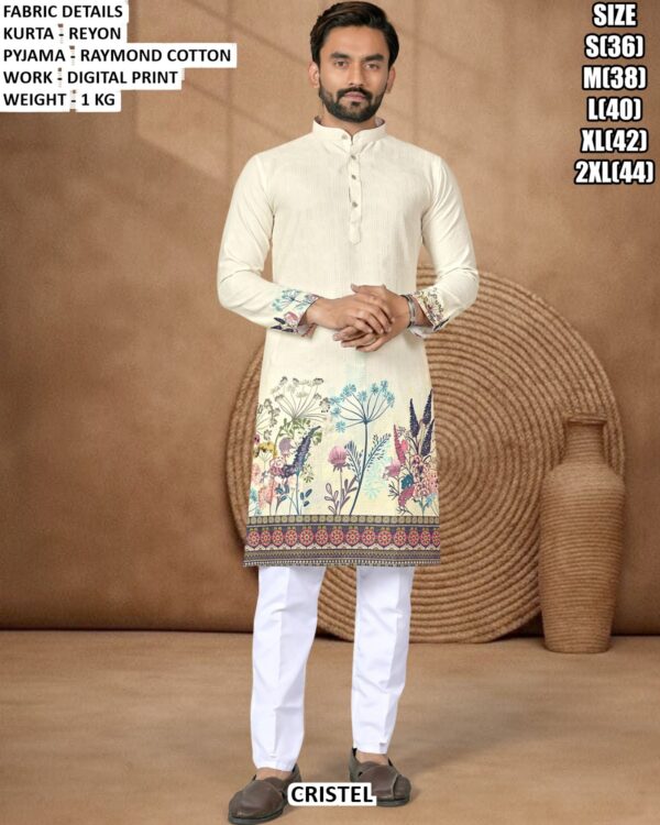 Casual Wear Printed Men Kurta Set