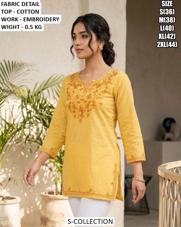 Cotton Embroidery Top For Women