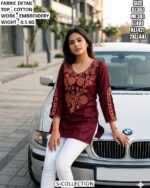 Cotton Embroidery Top For Women