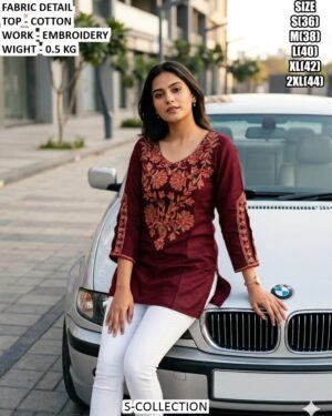 Cotton Embroidery Top For Women