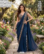 Graceful Party Wear Saree With Heavy Blouse Detailing