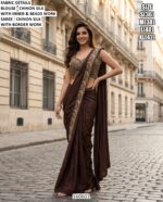 Graceful Party Wear Saree With Heavy Blouse Detailing