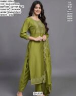 Slub Cotton Top Bottom Dupatta Set