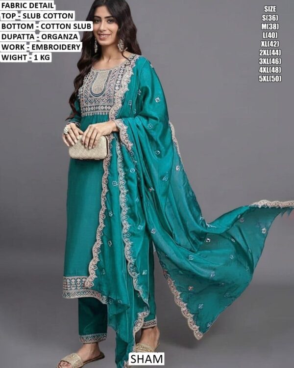 Slub Cotton Top Bottom Dupatta Set