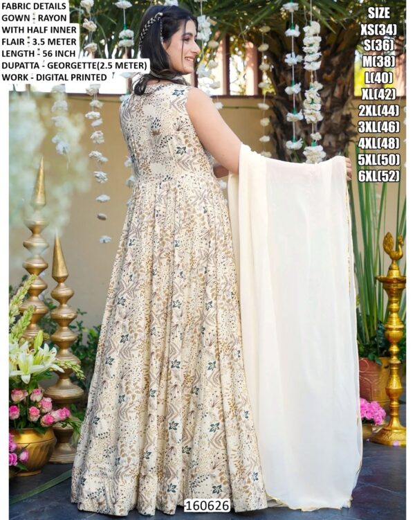 Rayon Digital Printed Gown With Dupatta