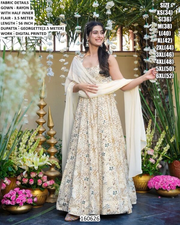 Rayon Digital Printed Gown With Dupatta